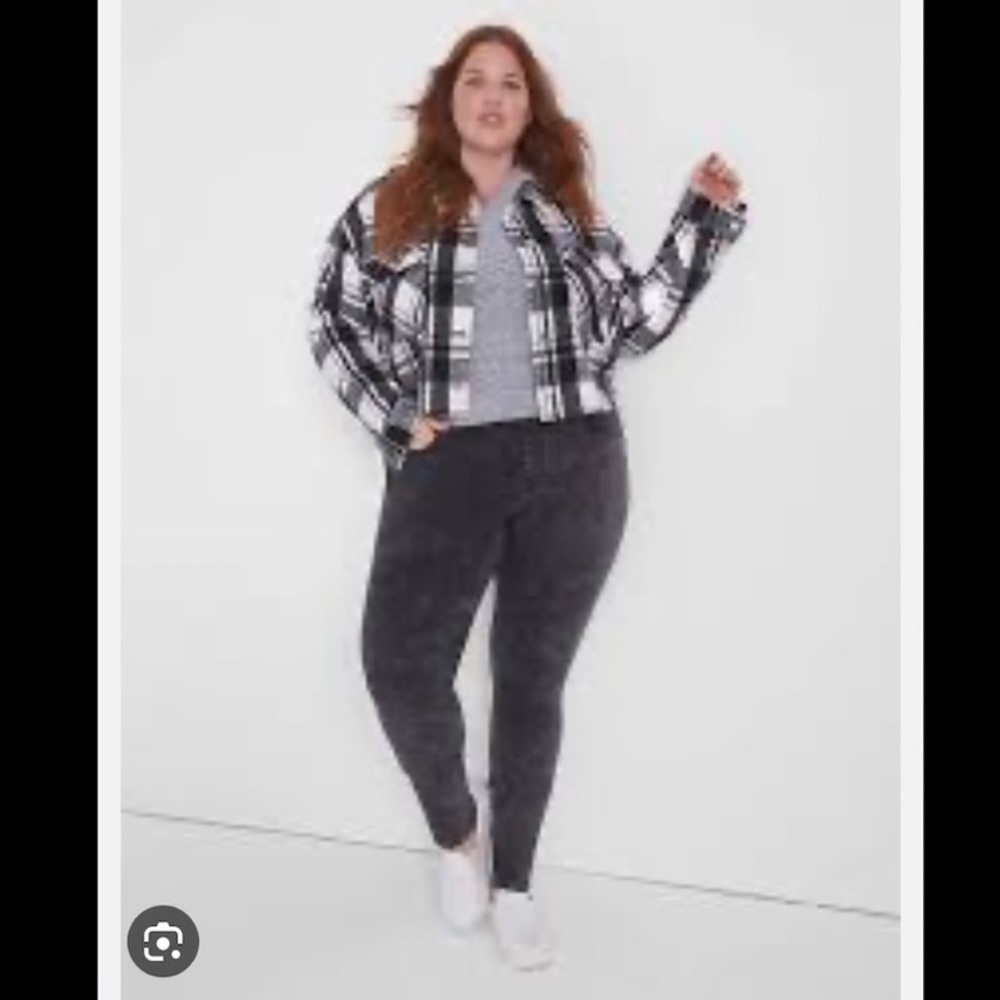 🌼Lane Bryant Plaid Black and White Women's Jacket Size 22/24 - Picture 2 of 7
